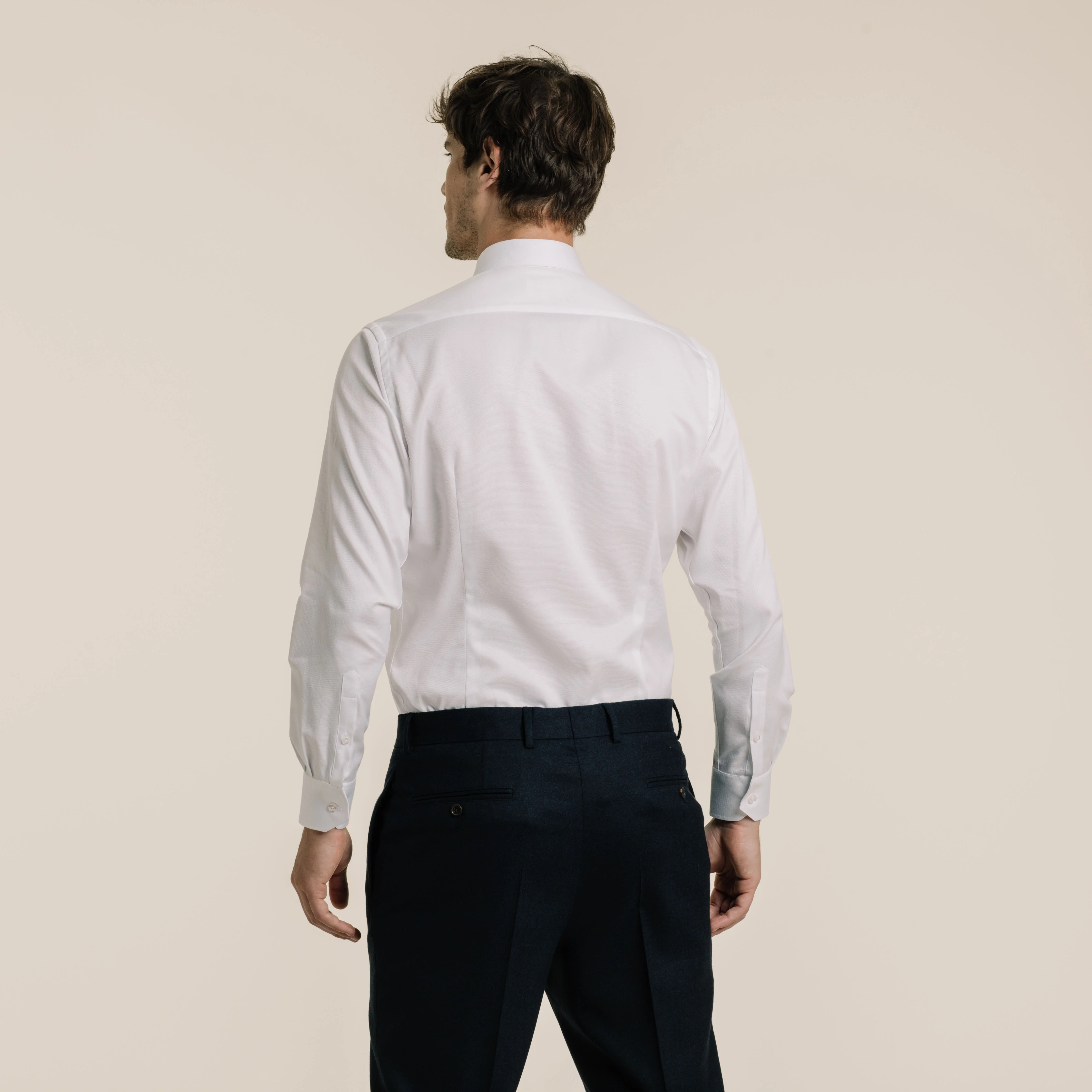 White double-twisted dobby fitted shirt