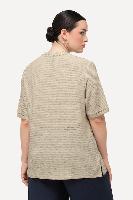 Sweatshirt, Struktur, V-Ausschnitt, Halbarm