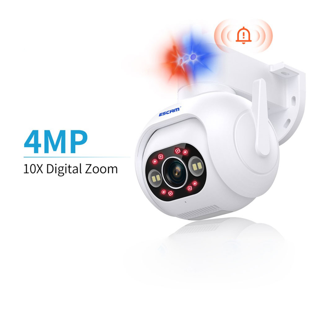 WiFi IP Kamera 4MP 1440p mit Infrarot Nachtsicht / MicroSD / Personenerkennung und Wandhalterung für iOS/Android (IP66) - Weiss