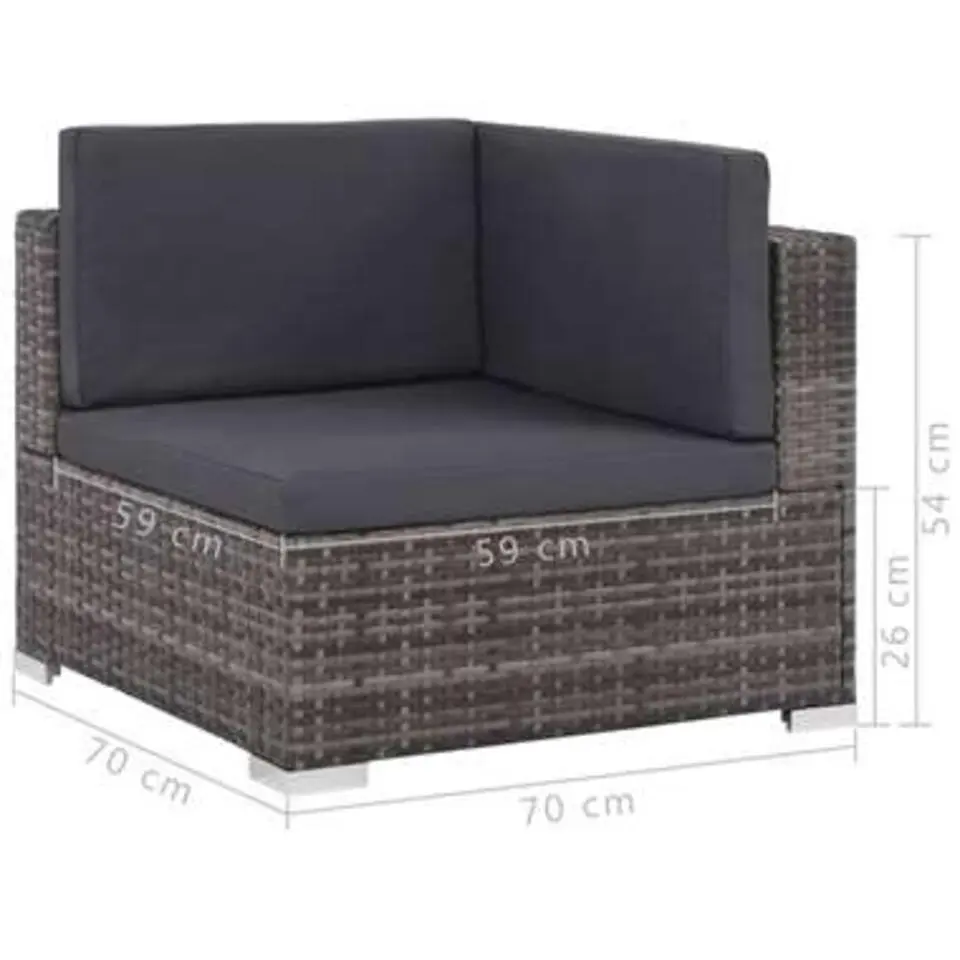 vidaXL - Bankset - Grijs - Poly rattan