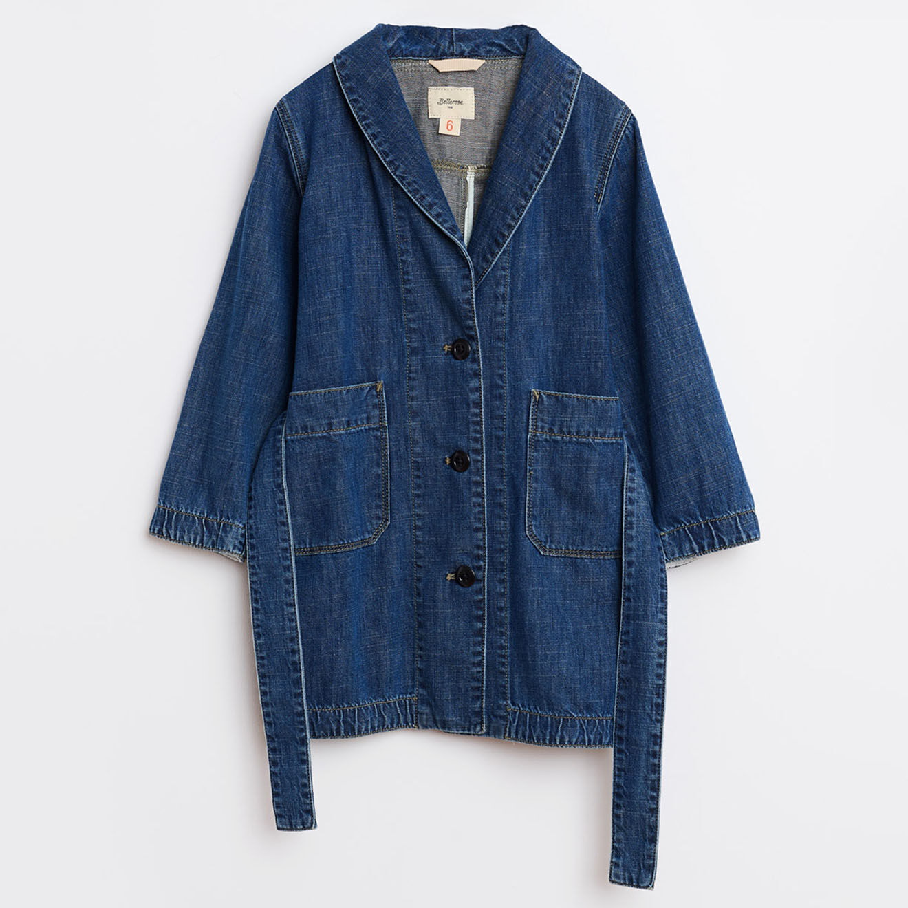 Bellerose Manteau Pogo à nouer en Toile denim bleu