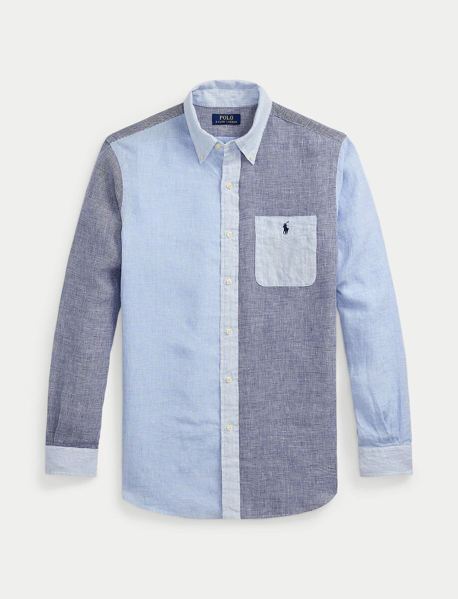 POLO RALPH LAUREN<br>Camisa de linho com patchwork