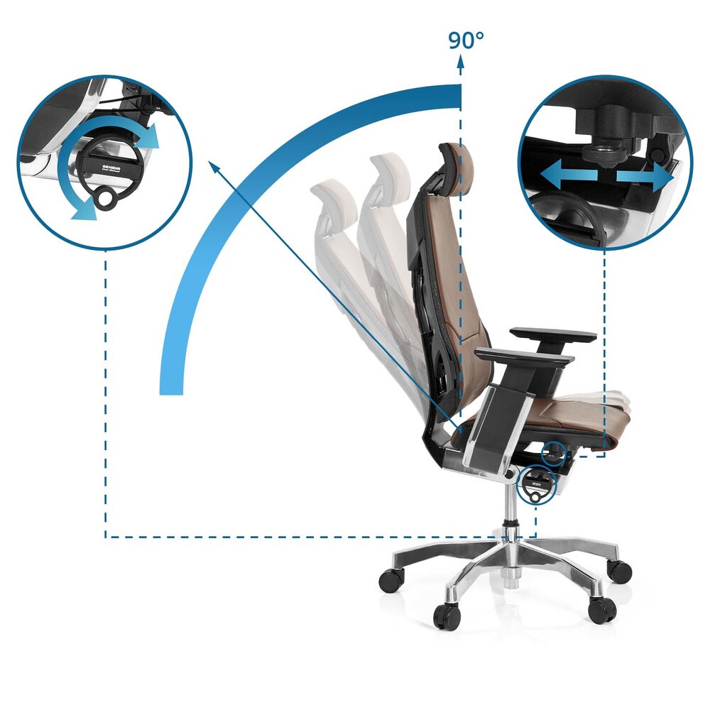 High End Bürostuhl GENIDIA PRO Leder mit Armlehnen hjh OFFICE