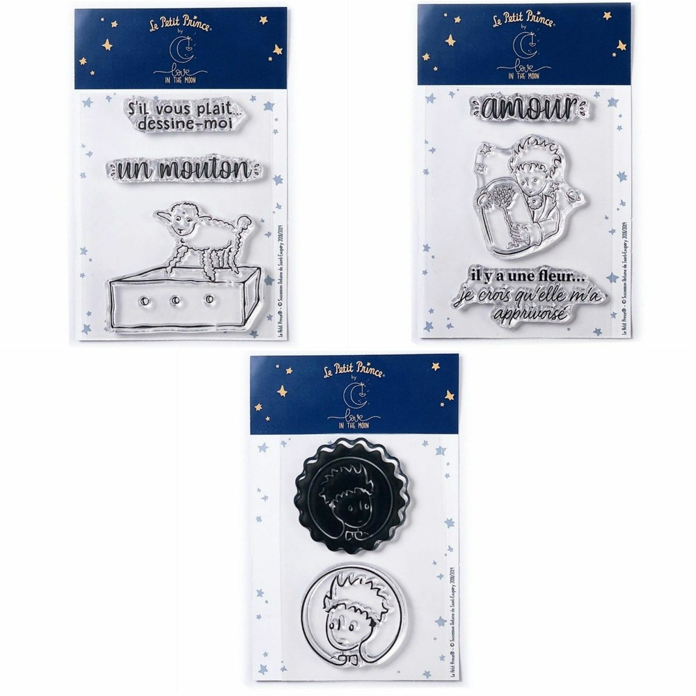 8 tampons transparents le petit prince et mouton + fleur + portraits
