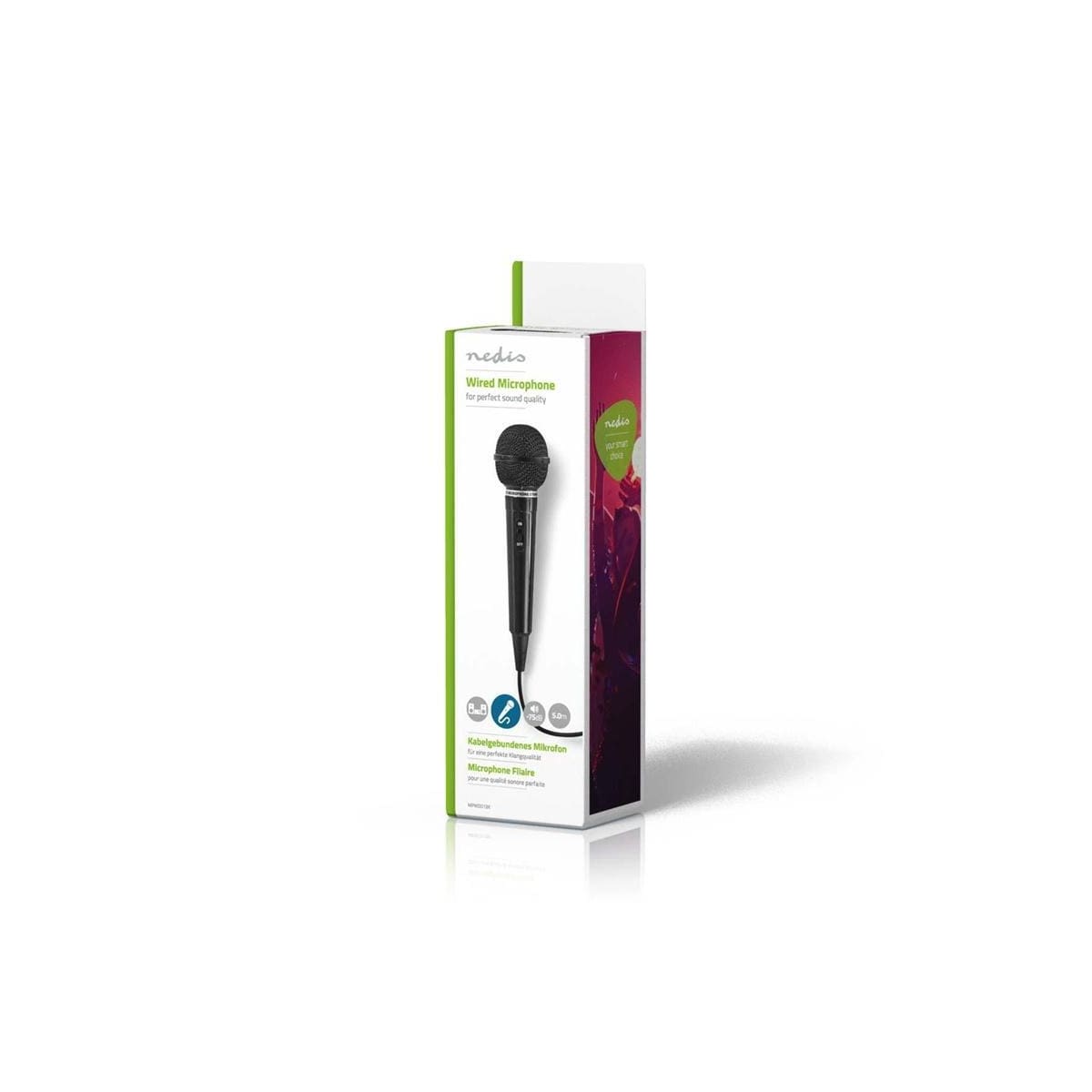 Nedis Wired mikrofon | Kardioid | Fast kabel | 5.00 m | 80 Hz - 12 kHz | 600 Ohm | -75 dB | Av/på-bryter | ABS | Sort