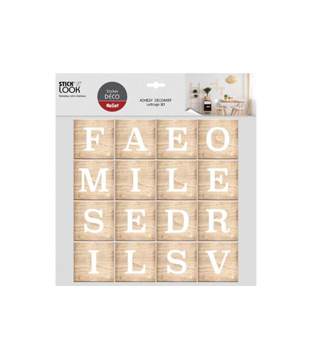 Sticker Relief Lettres 41x41cm Blanc
