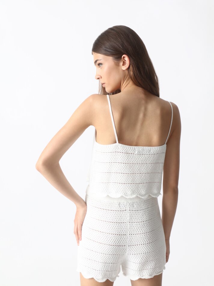 Top cropped de tricô - Branco
