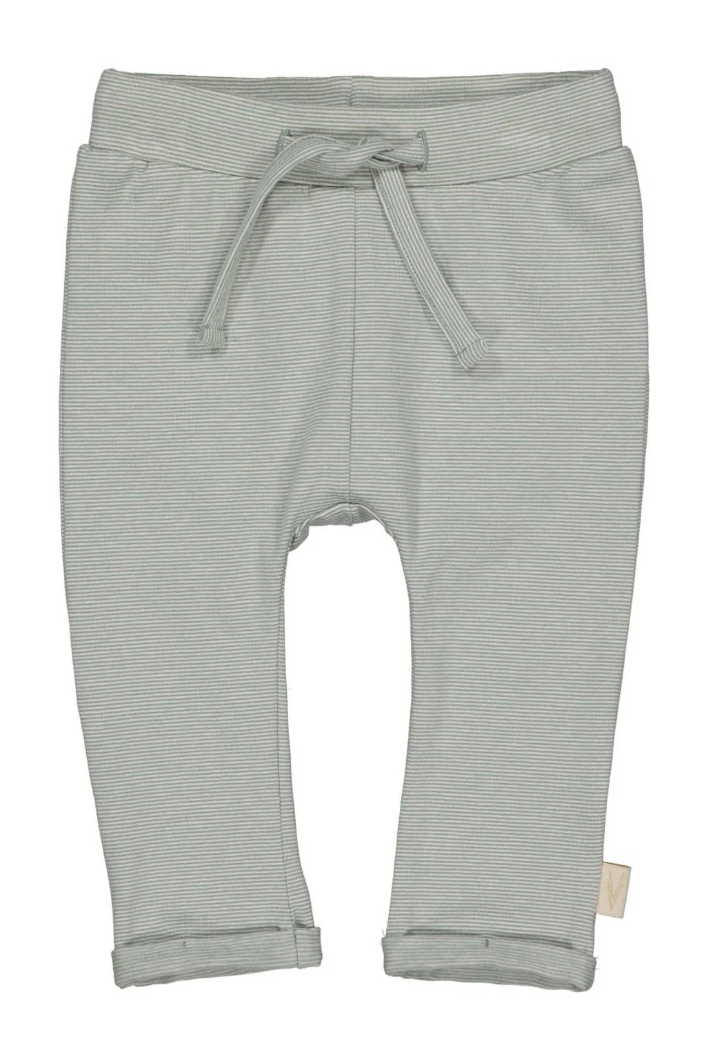 LEVV baby gestreepte regular fit broek LNESTORNOS van katoen zachtgroen