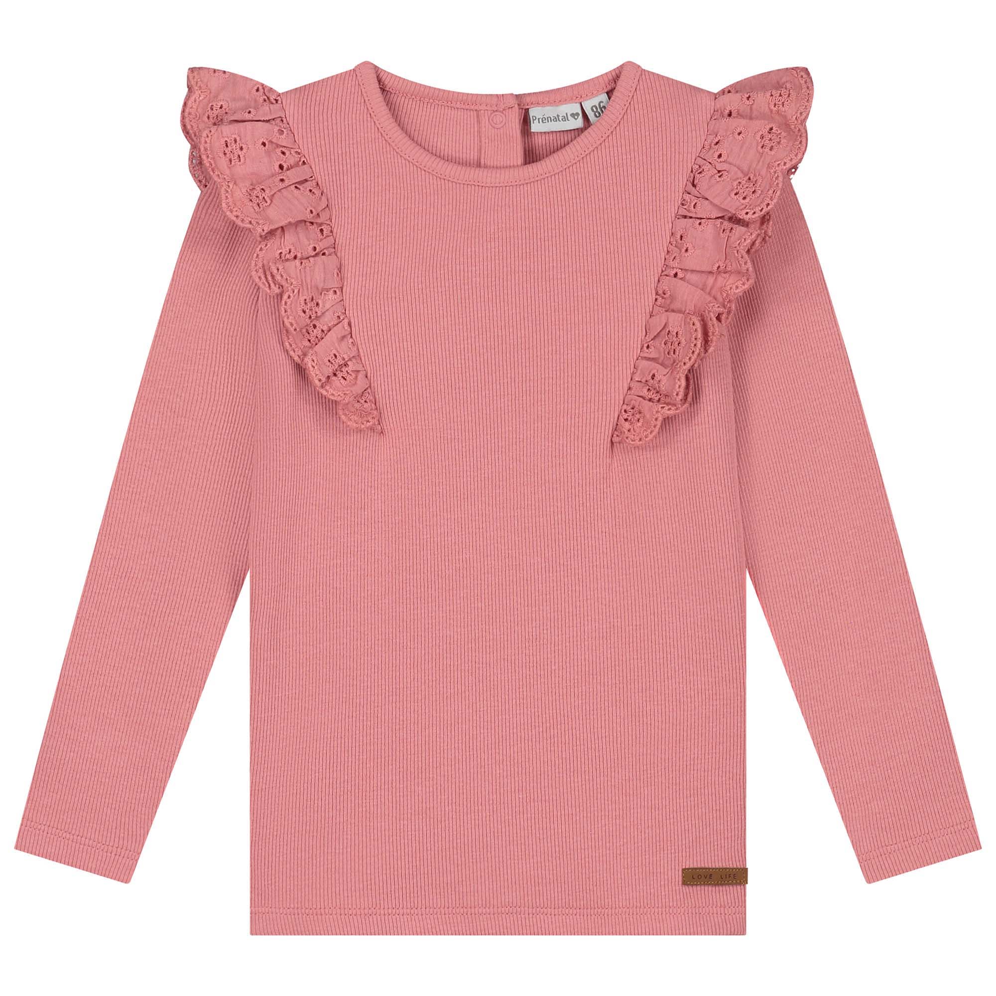 Prénatal baby shirt lange mouwen effen roze