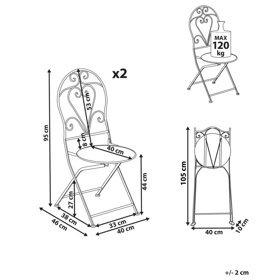 FOLELLI - Set van 2 tuinstoelen - Lichtbeige - IJzer