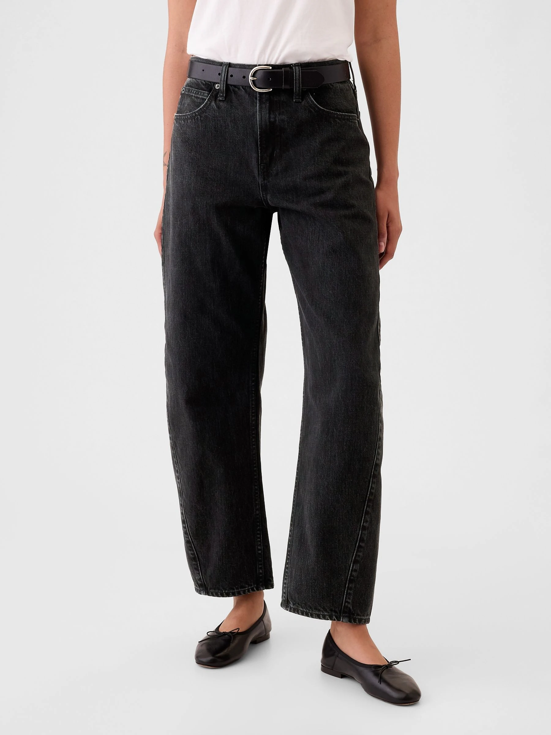 Zwart - Gap jeans met hoge taille en toelopende pijpen