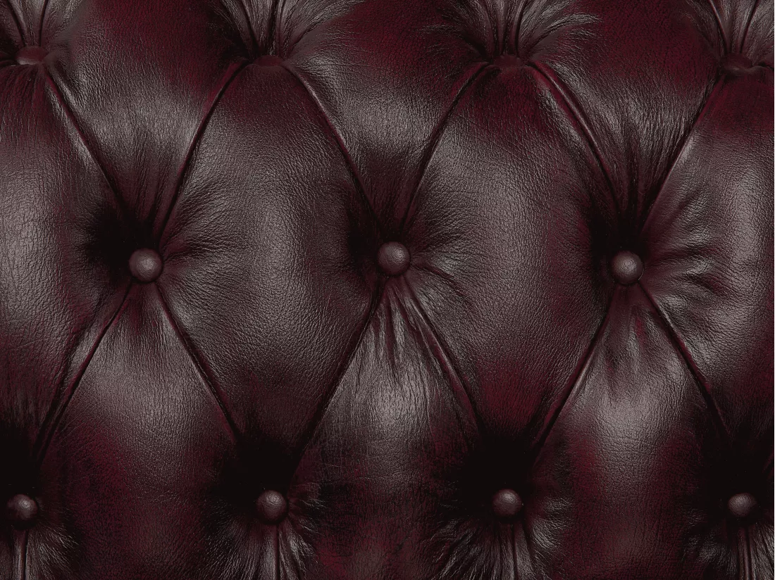 Canapé d'angle chesterfield BRENTON 100% cuir de buffle - Marron reflets châtains - Angle droit