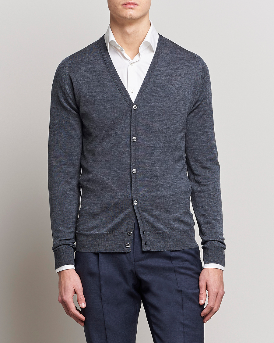 John Smedley Petworth Extra Fine Merino Cardigan Charcoal