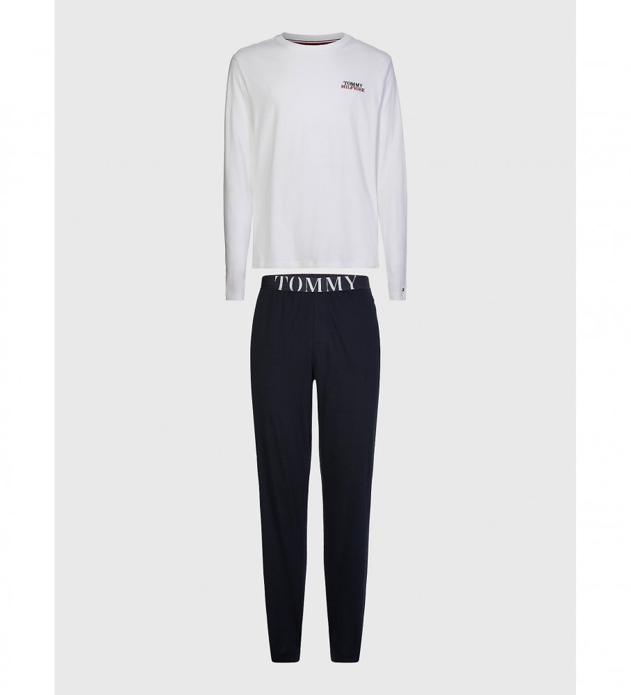 Pijama Tommy Hilfiger Ultra Soft, branco e azul marinho