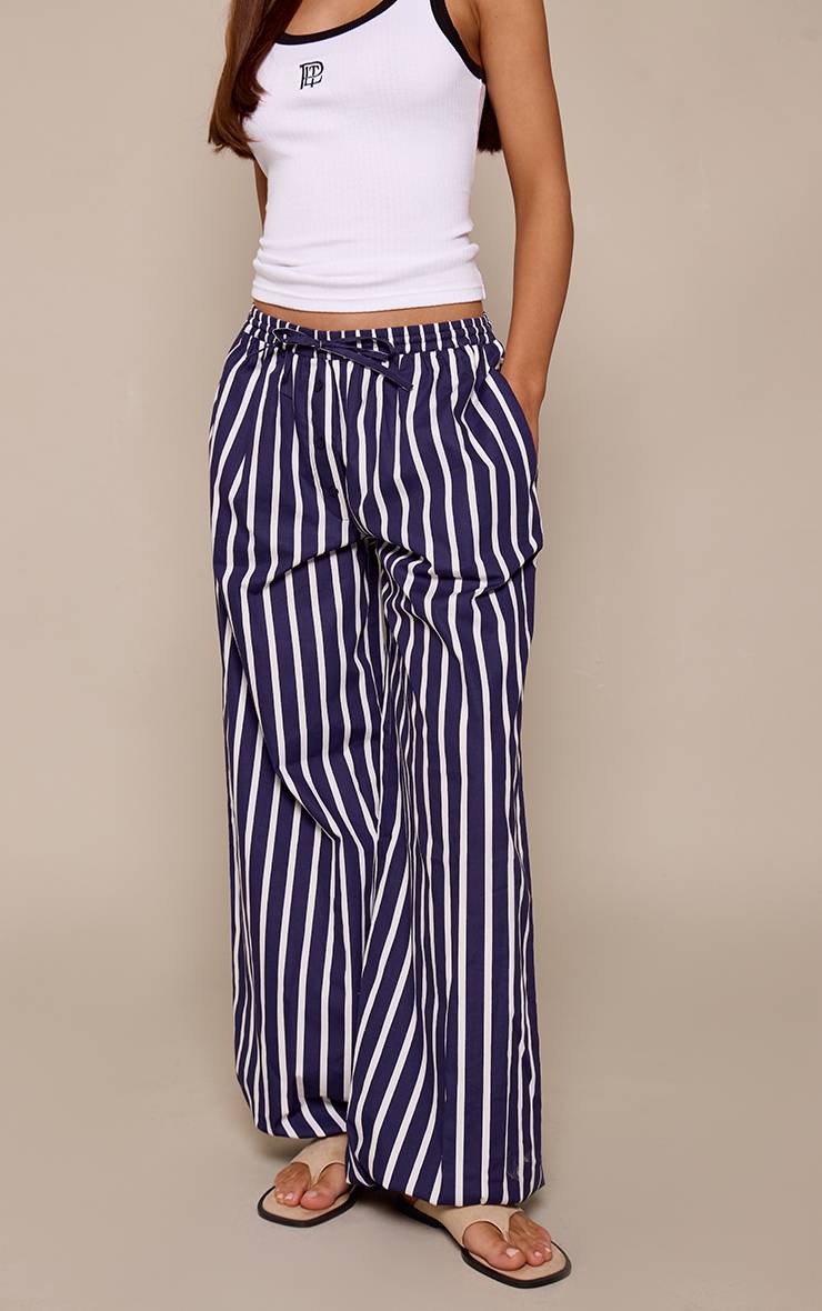Bleu Pantalon Ballon À Rayures En Coton Avec Détail Boxer