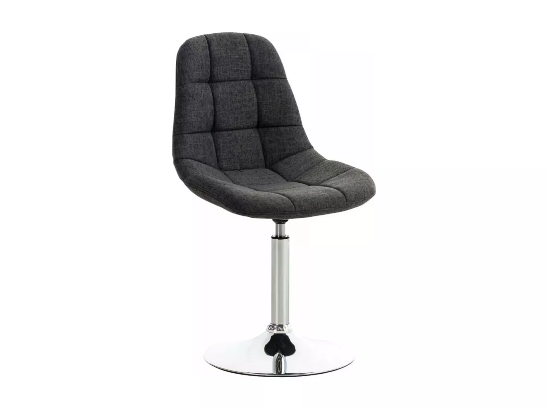 Chaise de bureau - Tissu & Métal chromé - Gris foncé - Emil