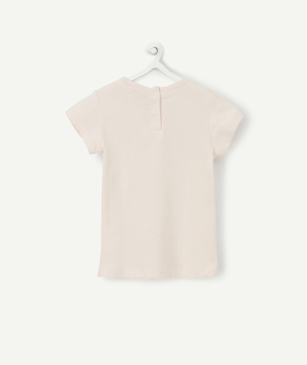 T-SHIRT BÉBÉ FILLE EN COTON BIOLOGIQUE ROSE AVEC IMPRIMÉ
