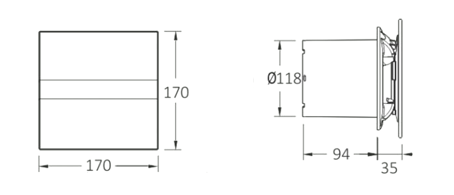 Cata E-120 GBTH Axial badkamer ventilator met timer & vochtsensor 6W/11W Ø120mm zwart