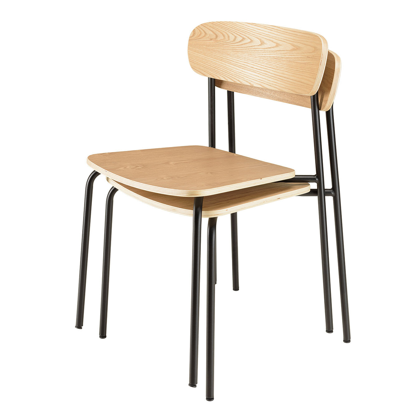 Macabane 2 Chaises d'écolier Tom naturel/noir - 47x51x78 cm