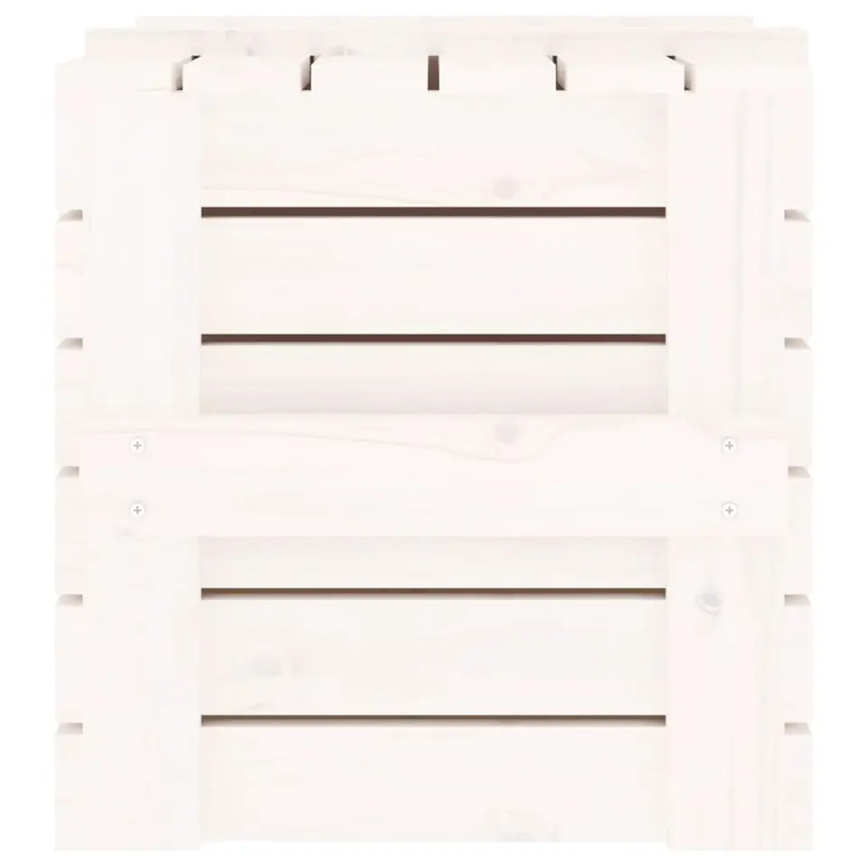 vidaXL - Opbergbox - Wit - Grenenhout - 58 x 40.5 x 42 cm