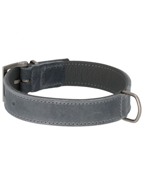 Adori Halsband Vetleder Gevoerd Grijs&Antraciet - Hondenhalsband