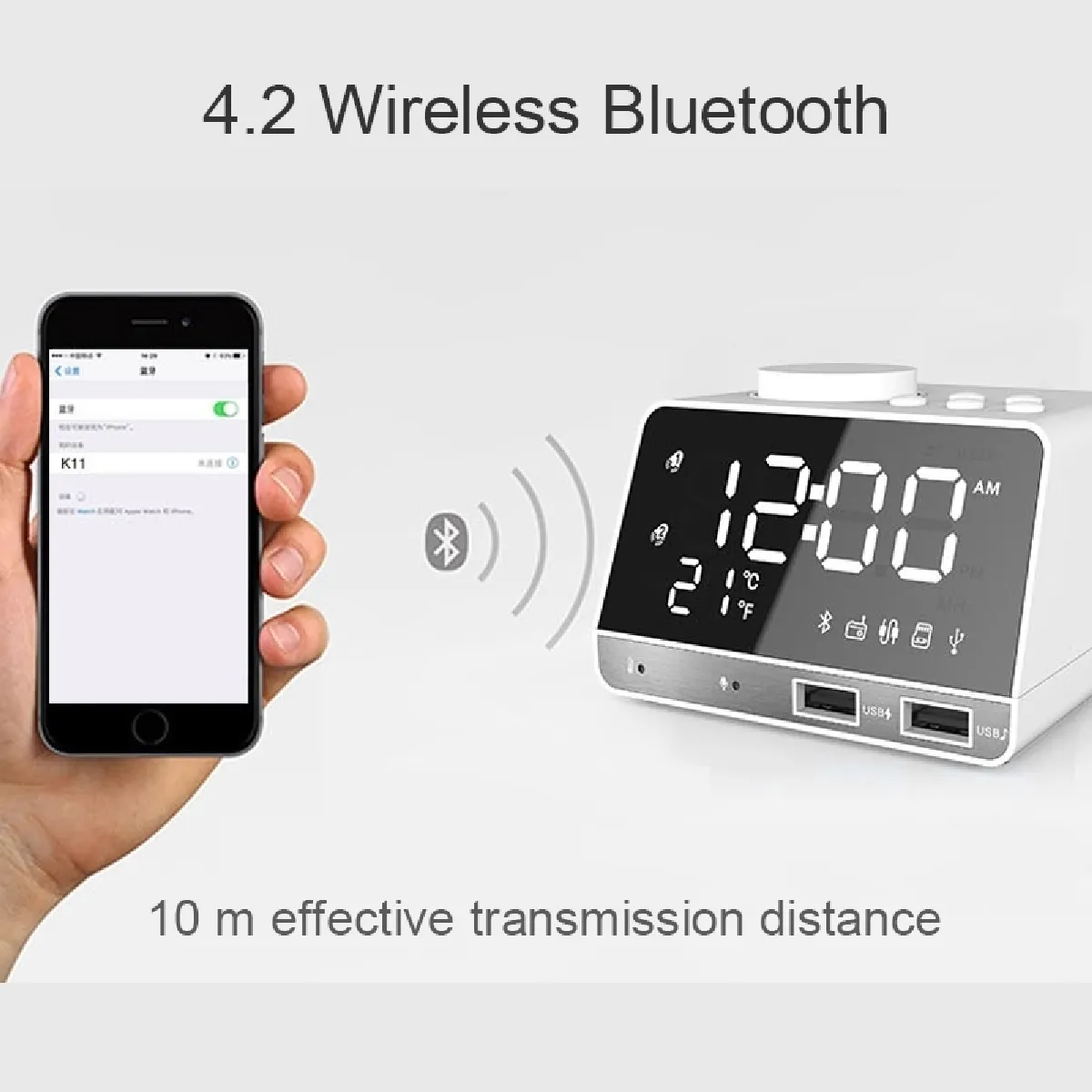 Wewoo Réveil Bluetooth K11 - Blanc