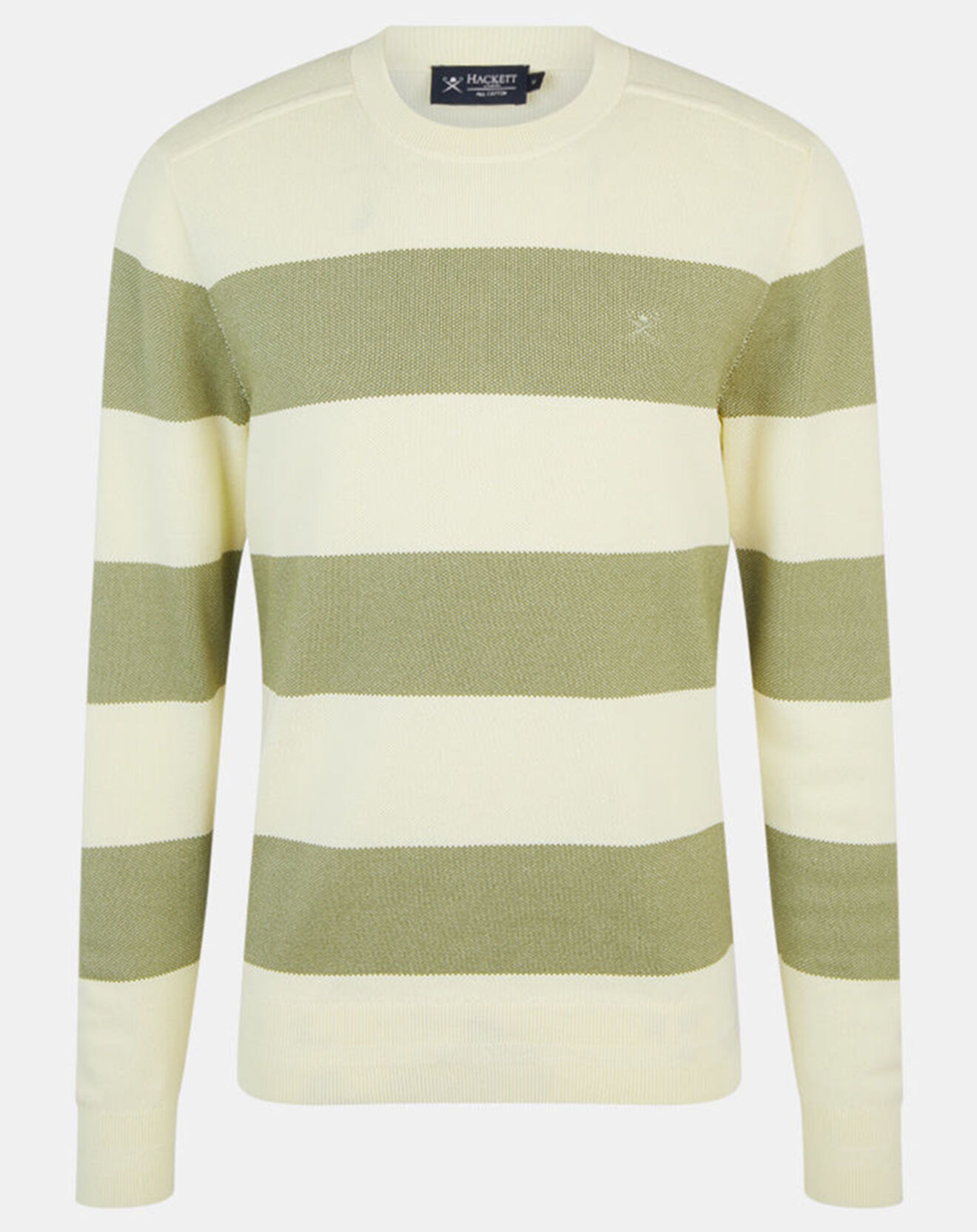 Hackett London Pull Marinière beige/vert