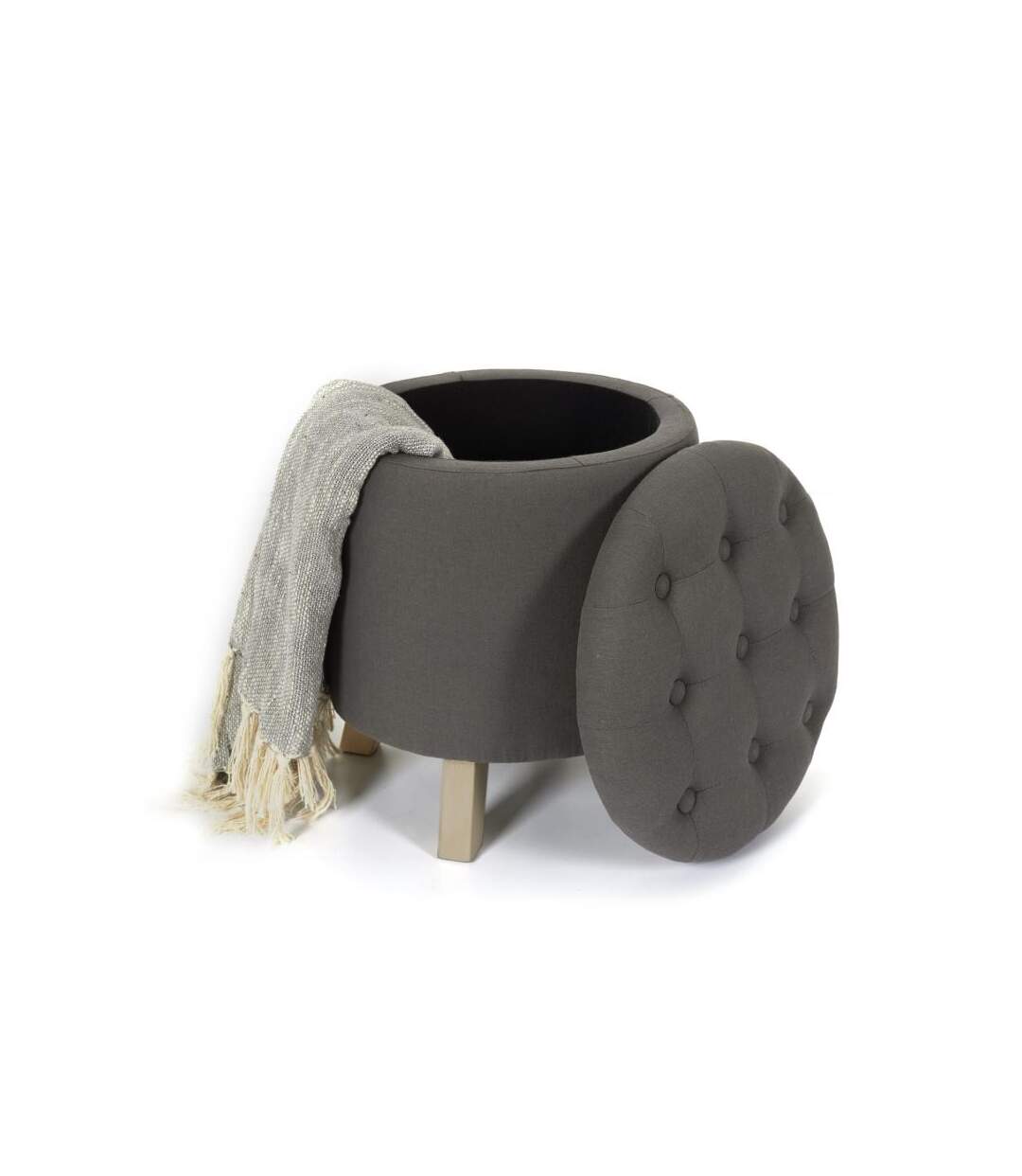 Paris Prix - Pouf & Coffre De Rangement eleonor 40cm Gris