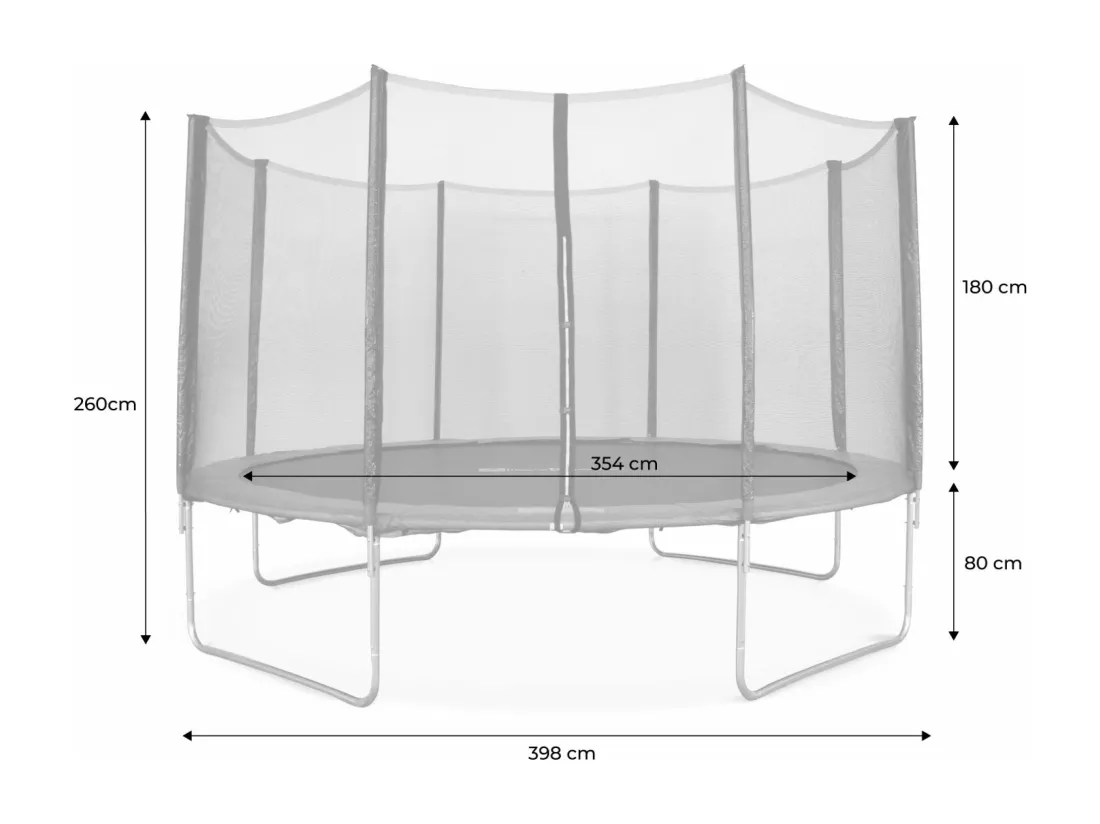 Trampoline rond Ø 400cm gris avec son filet de protection - Mercure - Trampoline de jardin 400 cm 4m| Qualité PRO. | Normes EU