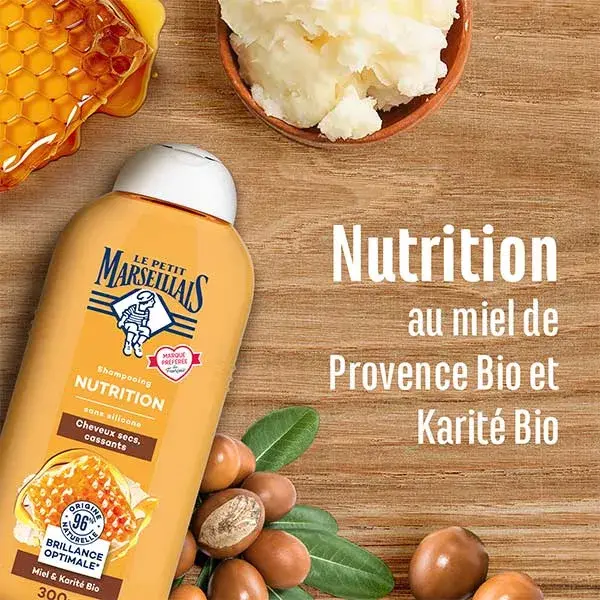 Shampoo nutritivo Le Petit Marseillais com mel orgânico e manteiga de karité 300ml