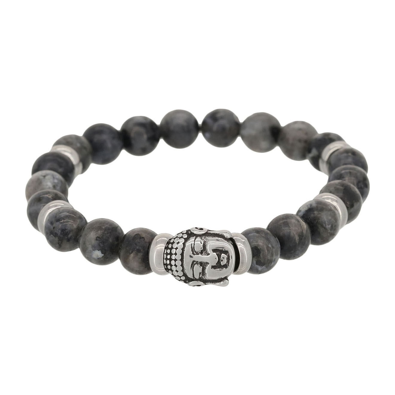 Jacobson Bracelet Bouddha en Acier & Pierres grises