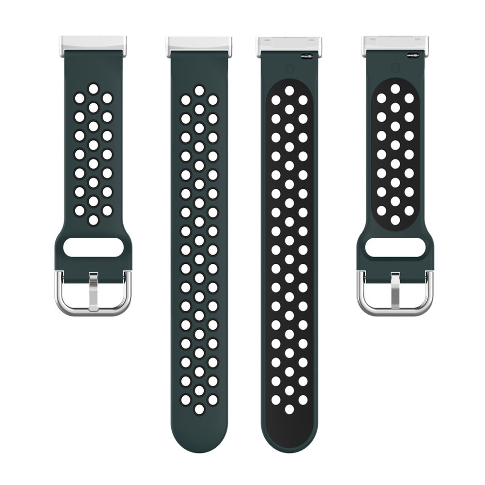 Fitbit Versa 4 / Sense 2 Ersatz Silikon Armband Dual Color (Gelenkumfang 190 - 230mm) - Dunkelgrün / Schwarz