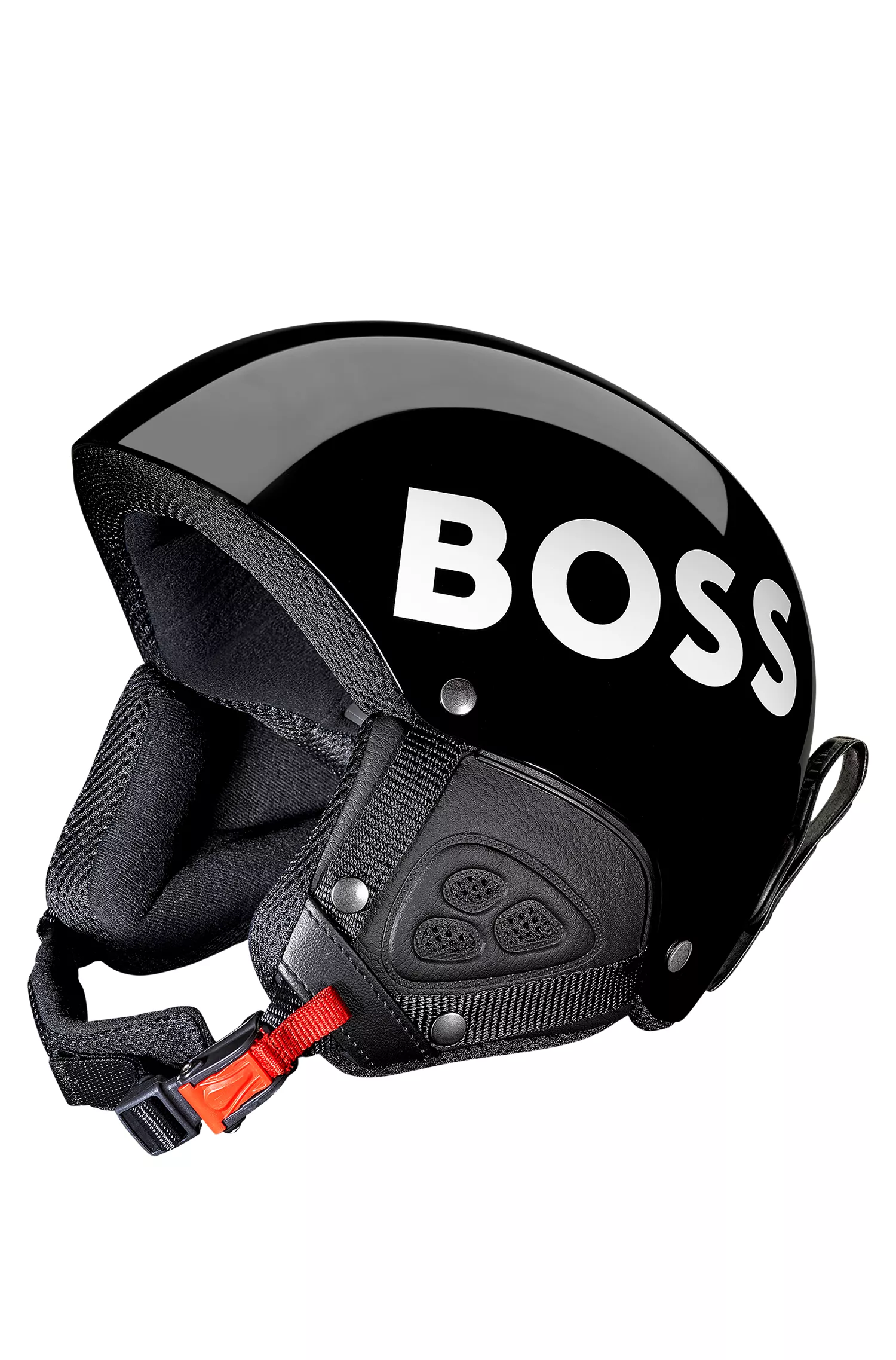 Capacete BOSS Black-Ski com detalhes do logotipo