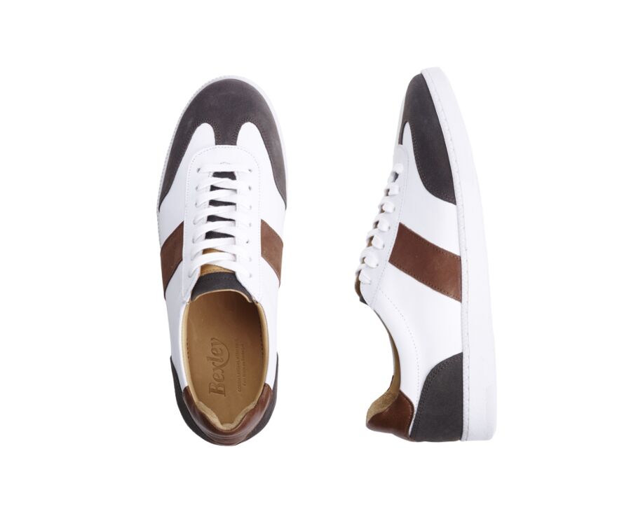 Sneakers cuir homme Blanc et Reglisse - MOYARRA