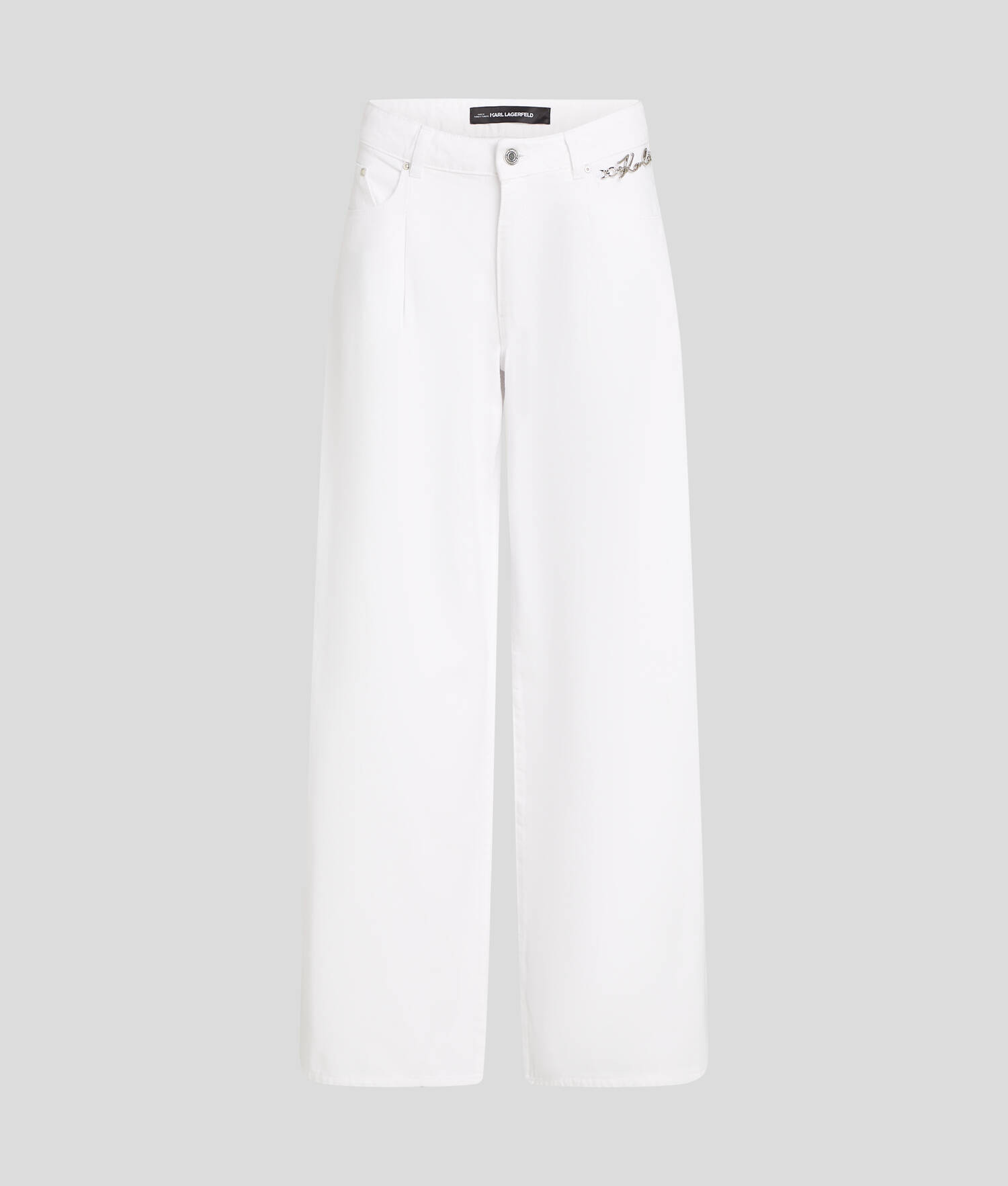 JEAN JAMBES LARGES TAILLE MI-HAUTE - Denim Blanc