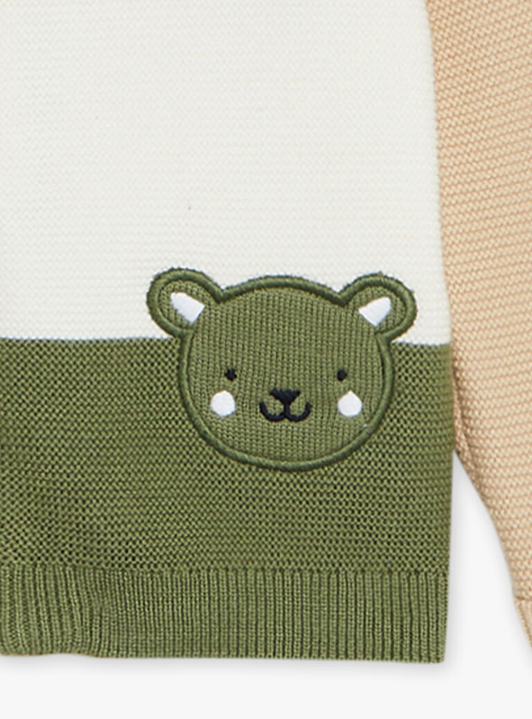 Gilet à capuche color block en tricot