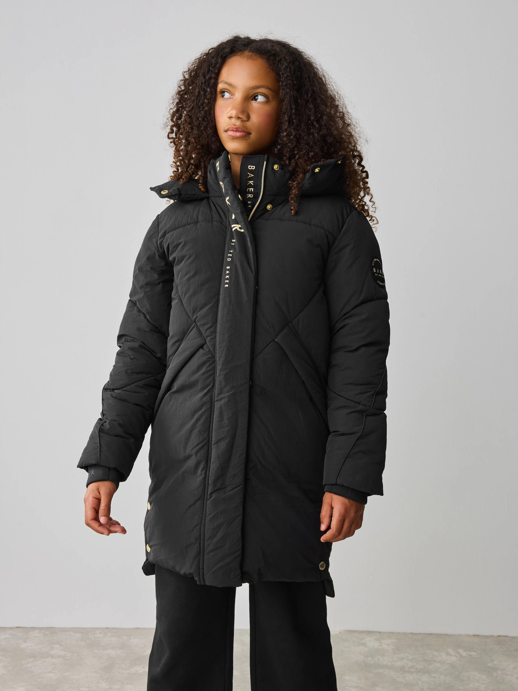 Zwart - Baker by Ted Baker meisjes regenbestendige gewatteerde lange jas