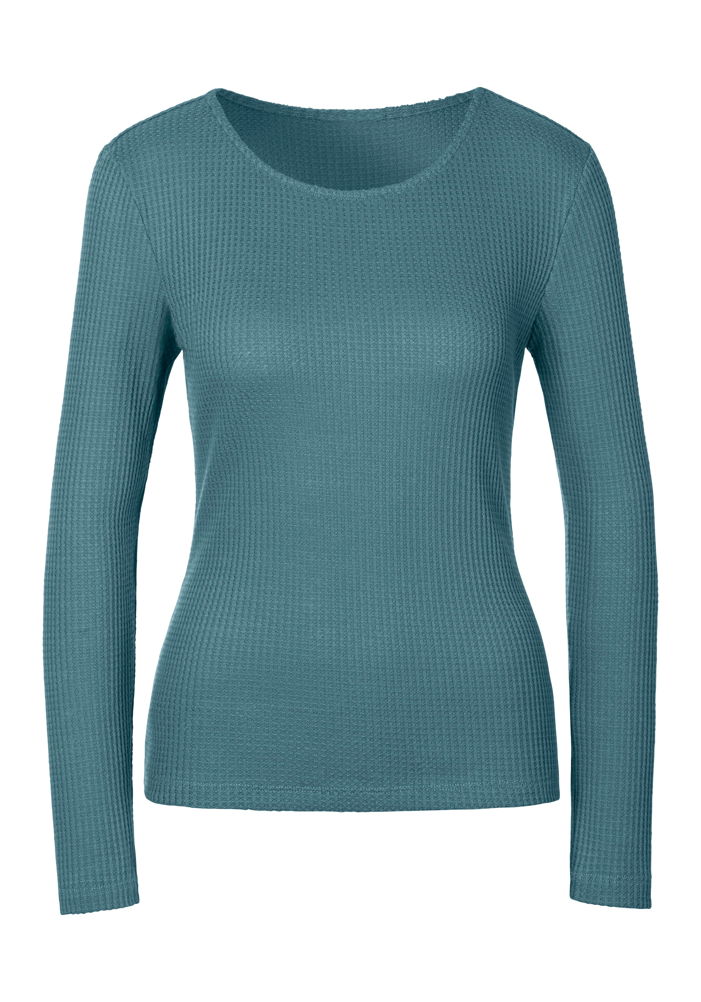 LASCANA Langarmshirt »in modischer Piqué-Optik«, aus weicher Qualität mit Viskose