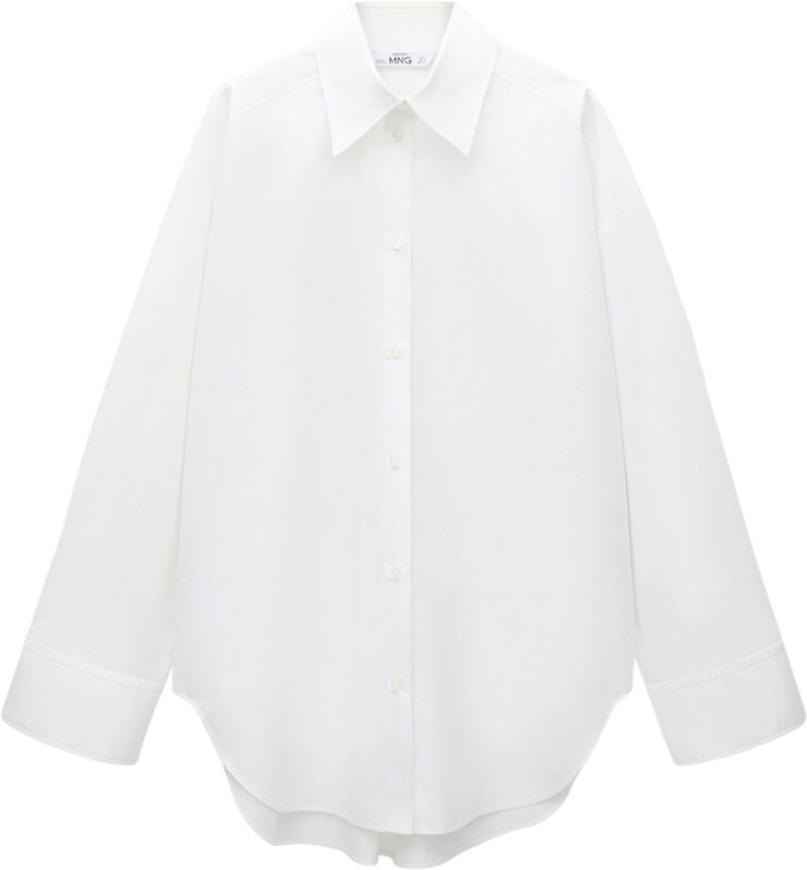 MANGO 100% cotton oversized shirt Natural white