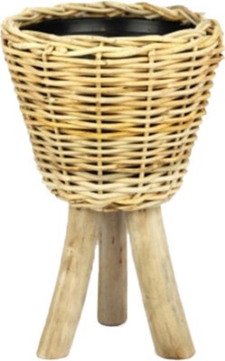 Van der Leeden plantenmand op poten naturel D 33 H 45 cm