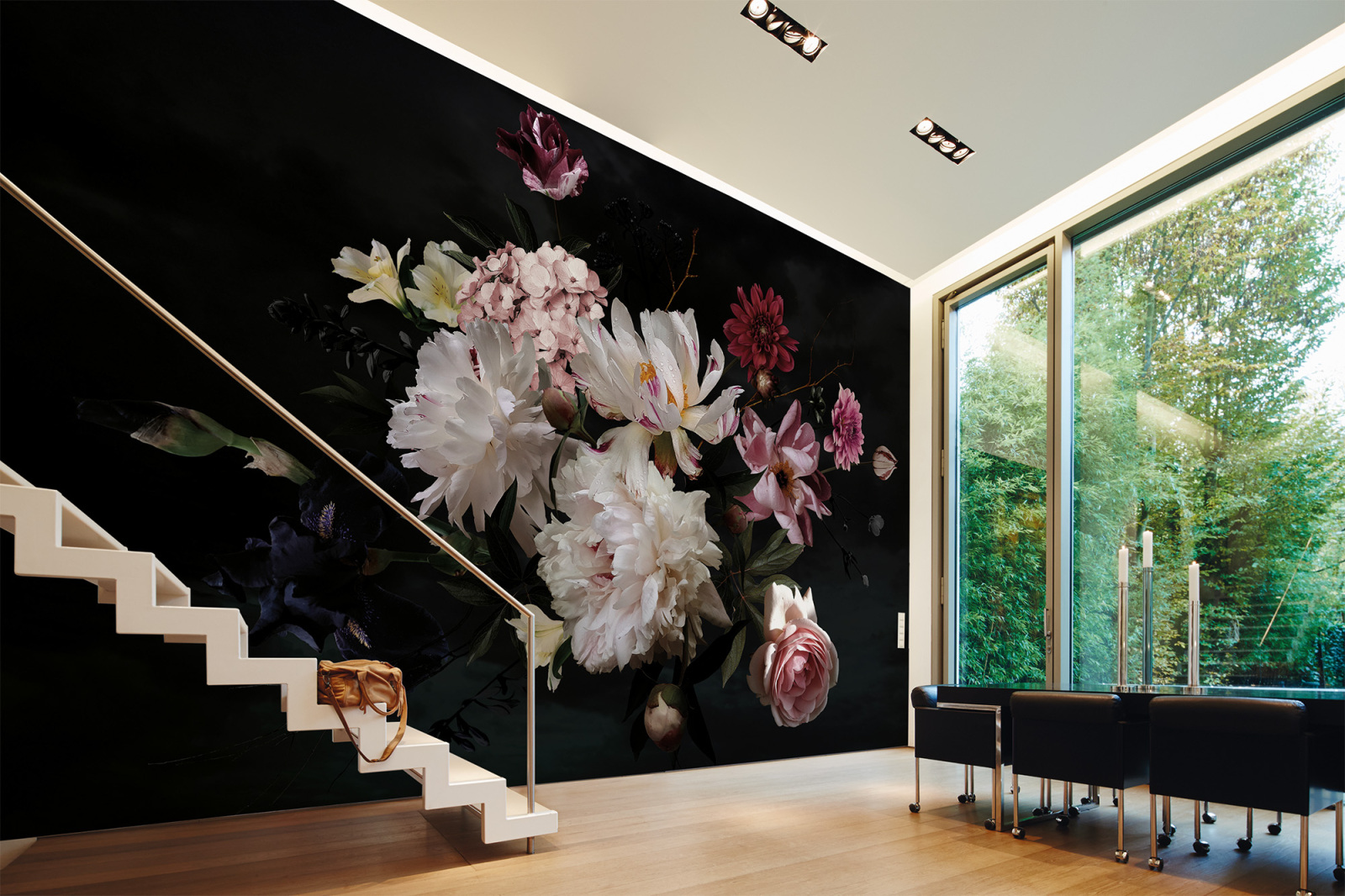 Fototapete DESIGNWALLS - weiß-rosa-vanille - Blumen - 2,55 Meter