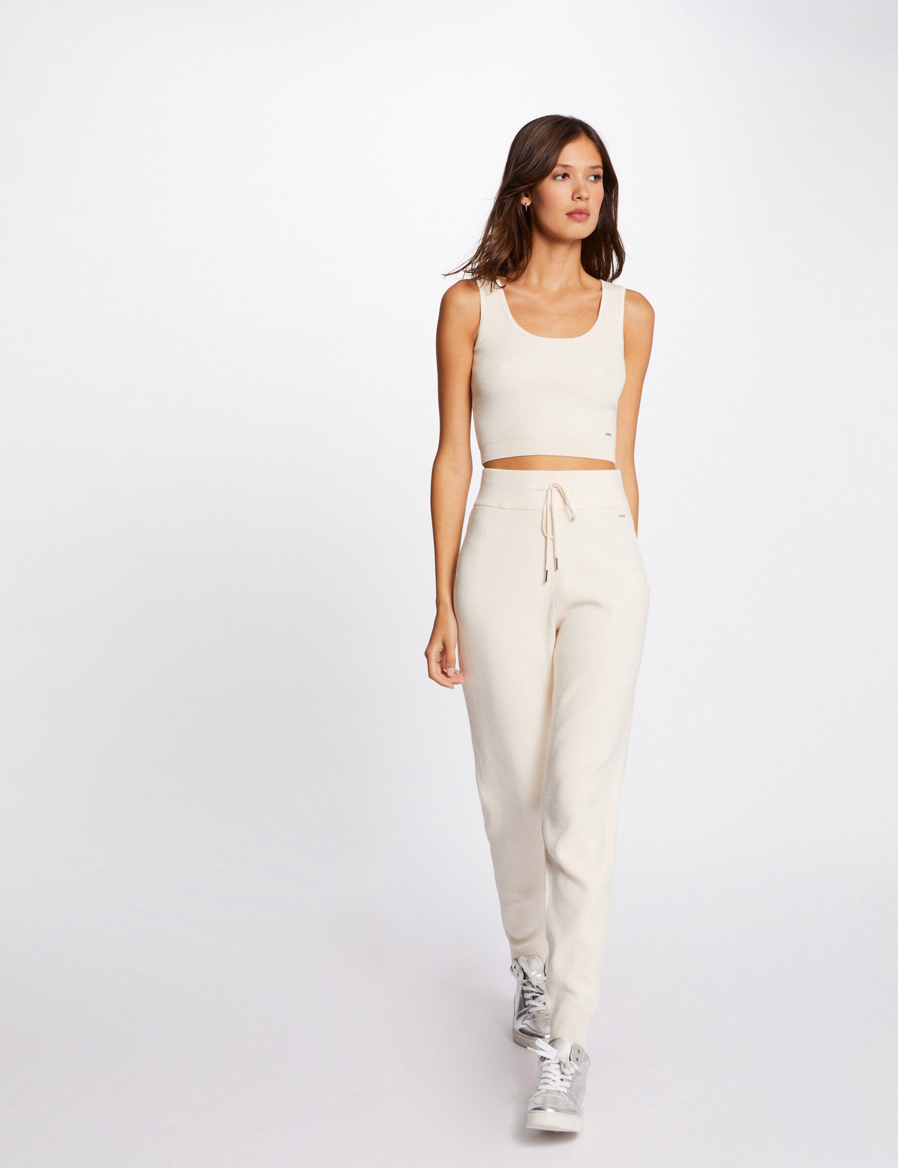 Pull débardeur crop top ivoire femme - ivoire