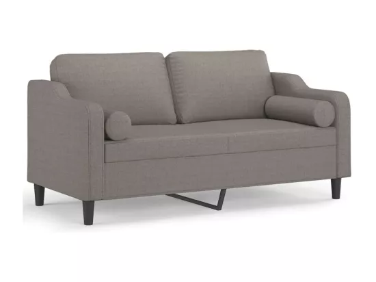 Canapé 2 places avec oreillers décoratifs taupe 140 cm tissu