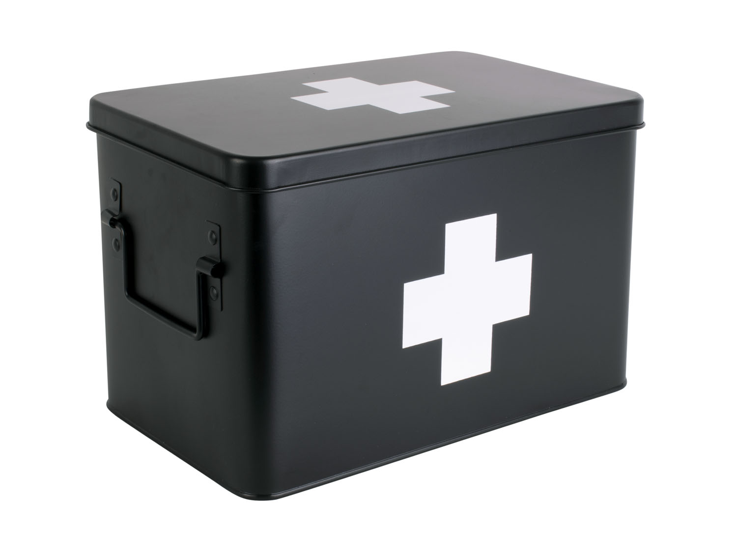 Medicine storage box large metal matt black