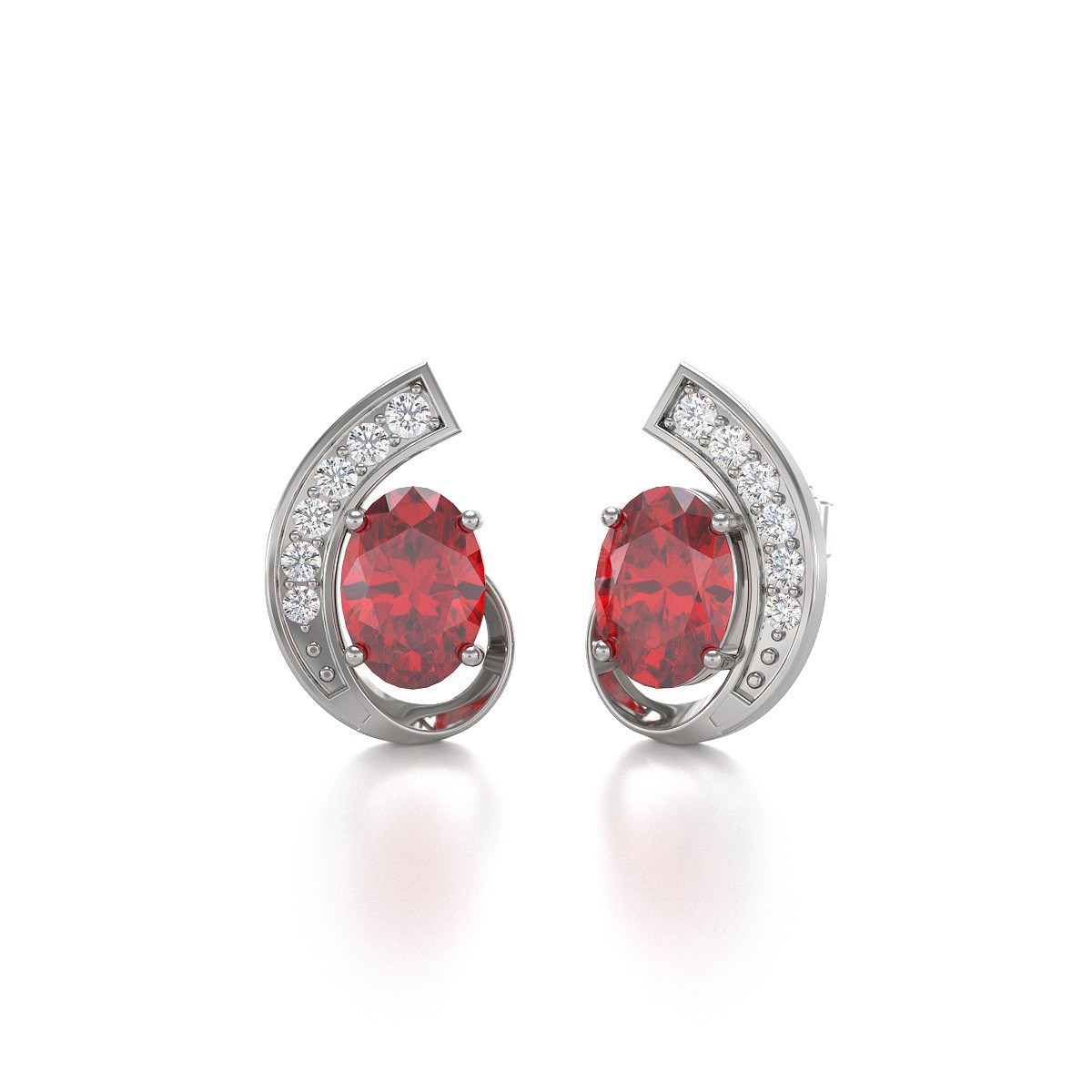 Boucles d'oreilles ADEN Rubis et Diamants sur Argent 925 2.10grs