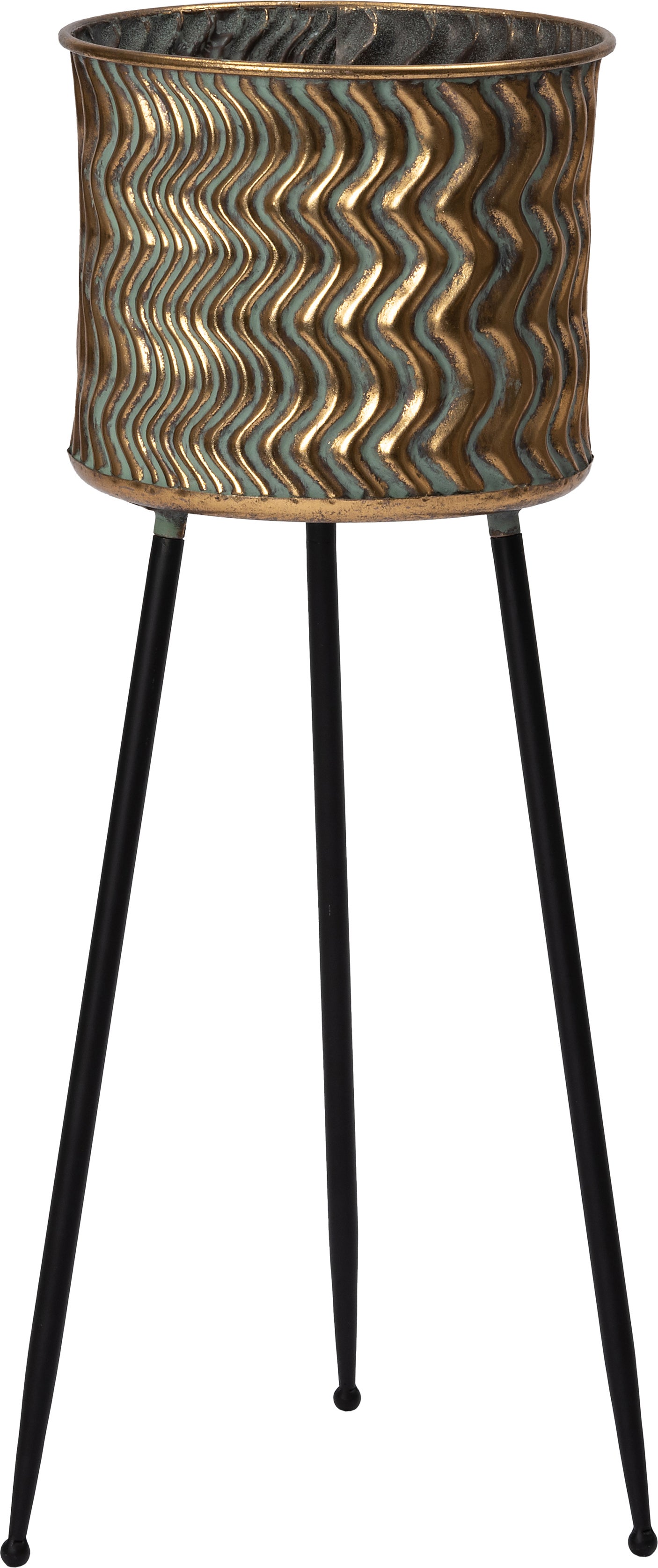 Intratuin bloempot op poten Zach goud / groen D 28 x H 75 cm