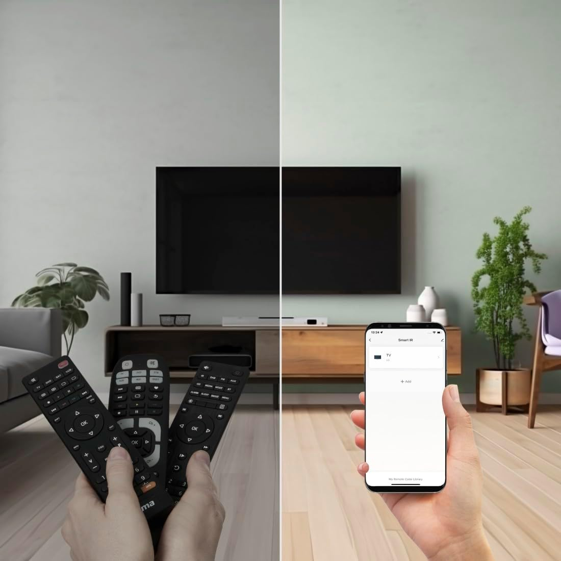 Smartphone WiFi Fernbedienung Infrarot Fernauslöser mit App- und Sprachsteuerung via Alexa und Google Home (00176639) - Schwarz