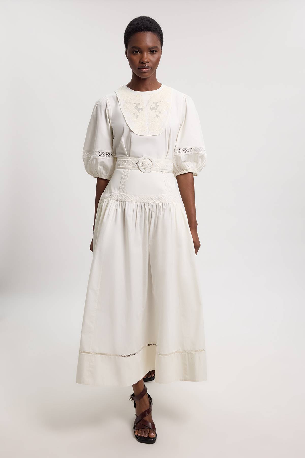 KarenMillen Robe Midi En Popeline Avec Ceinture