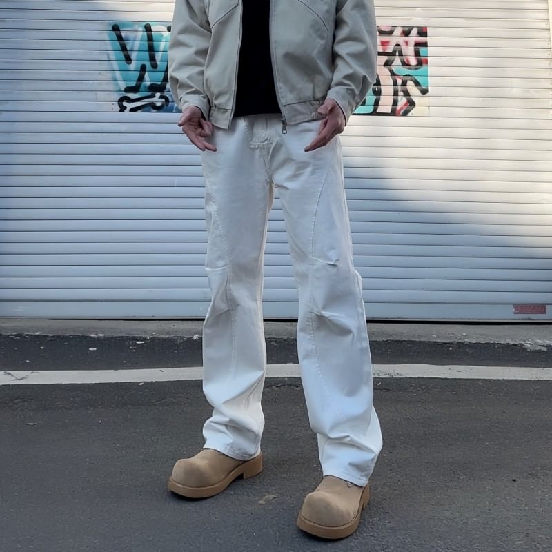 blastealle - Mid Rise Plain Straight Leg Pants