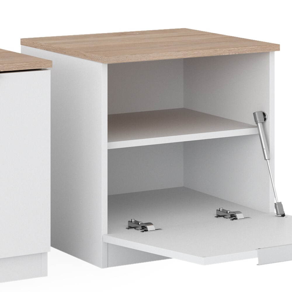Vicco Nachttisch Betti 2er-Set, 50 x 50 cm, Weiß Sonoma mit 1 Klappe, Schlafzimmer